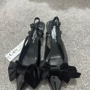 George Women's Black Slingback Shoes with Bow